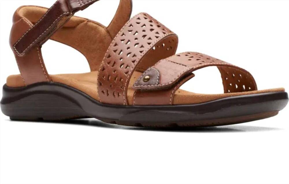 NEW CLARKS women's kitly way leather sandal in tan